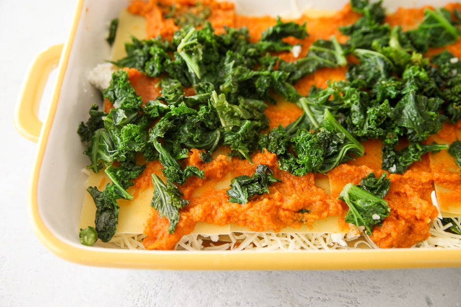 kale and pumpkin layers of kale lasagna