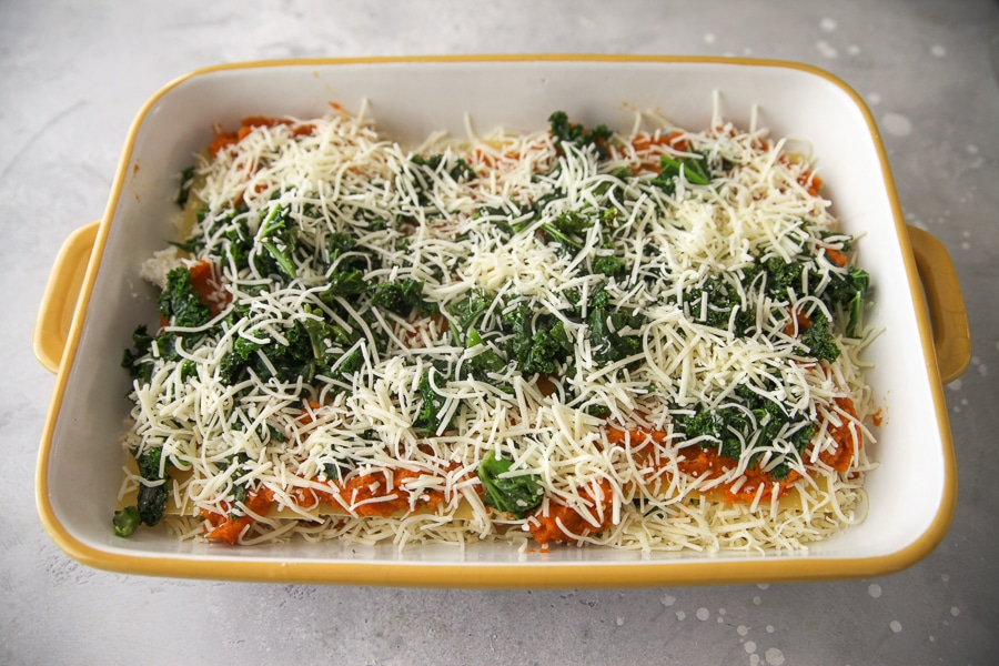 final top layer of kale lasagna