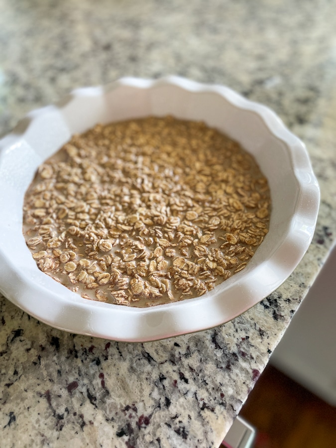 Pour mixture in baking dish
