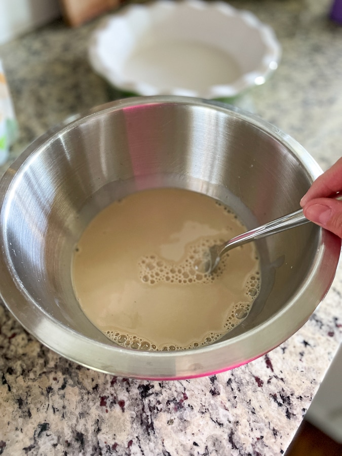 mix wet ingredients in a bowl