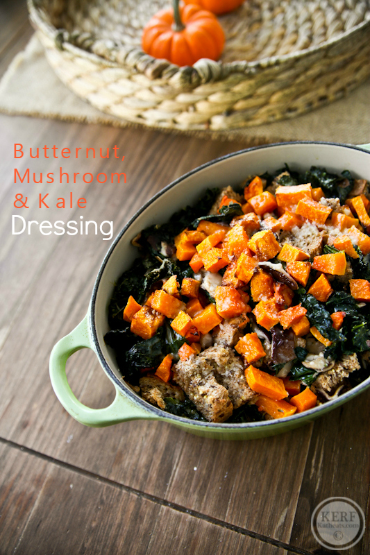 Butternut, Mushroom and Kale Dressing