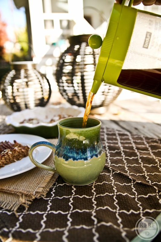 pouring coffee in mug