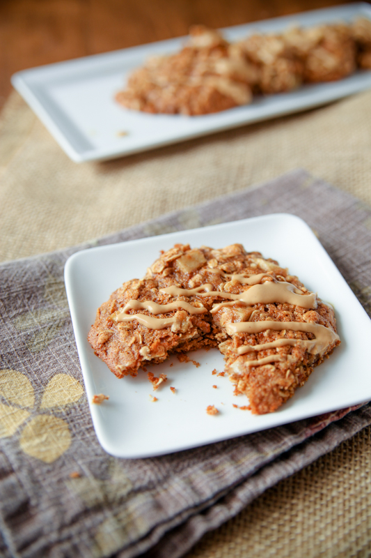 Apple Breakfast Cookies with Peanut Butter Drizzle