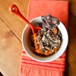 pumpkin soft serve ice cream on orange napkin