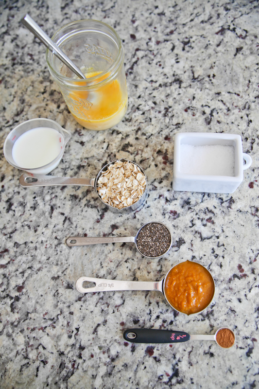 Pumpkin oatmeal mug bake ingredients
