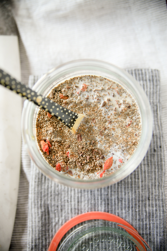 Maple Chai Chia Pudding bowl from above