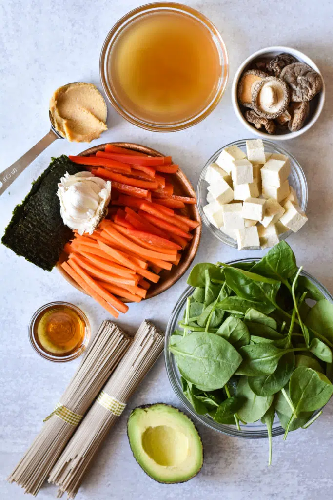 ingredients for miso noodle soup recipe