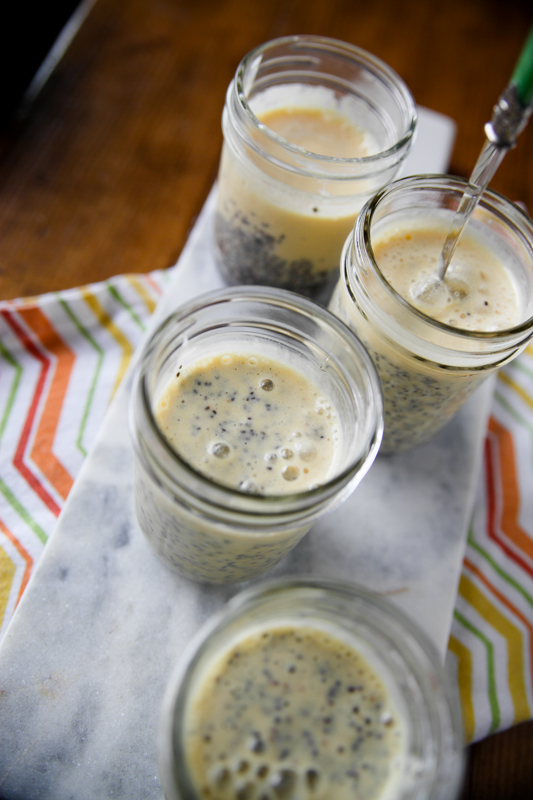 stir the chia seeds into mango smoothies