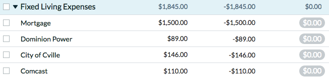 fixed expenses screenshot
