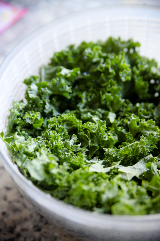 kale washed in a OXO salad spinner