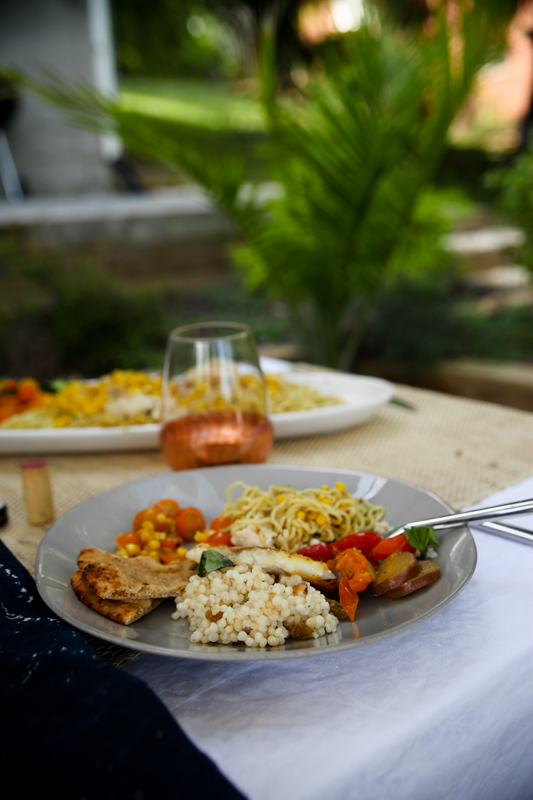 Blue Apron meal with palm fronds