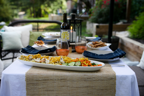 Blue Apron dinner in the garden