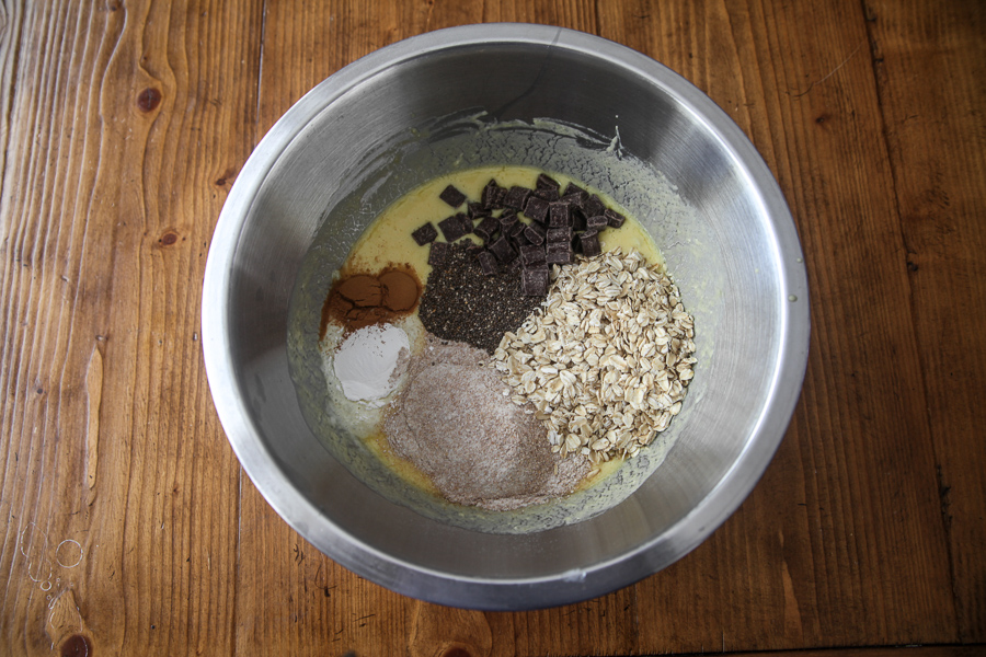 instant pot muffins ingredients in mixing bowl