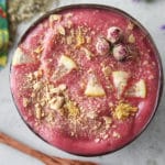 yerba mate smoothie bowl with lemon and graham