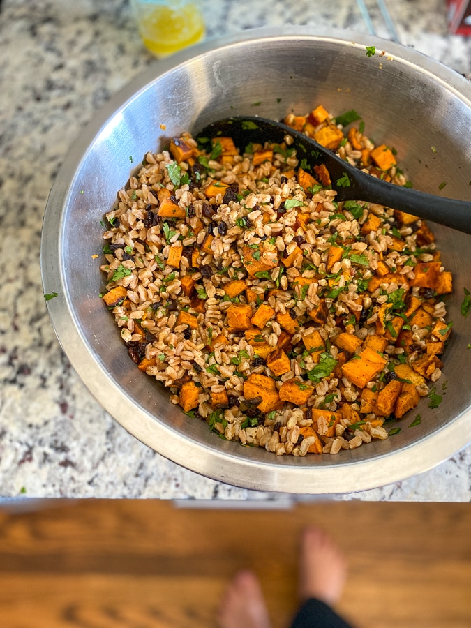 citrus curry farro salad