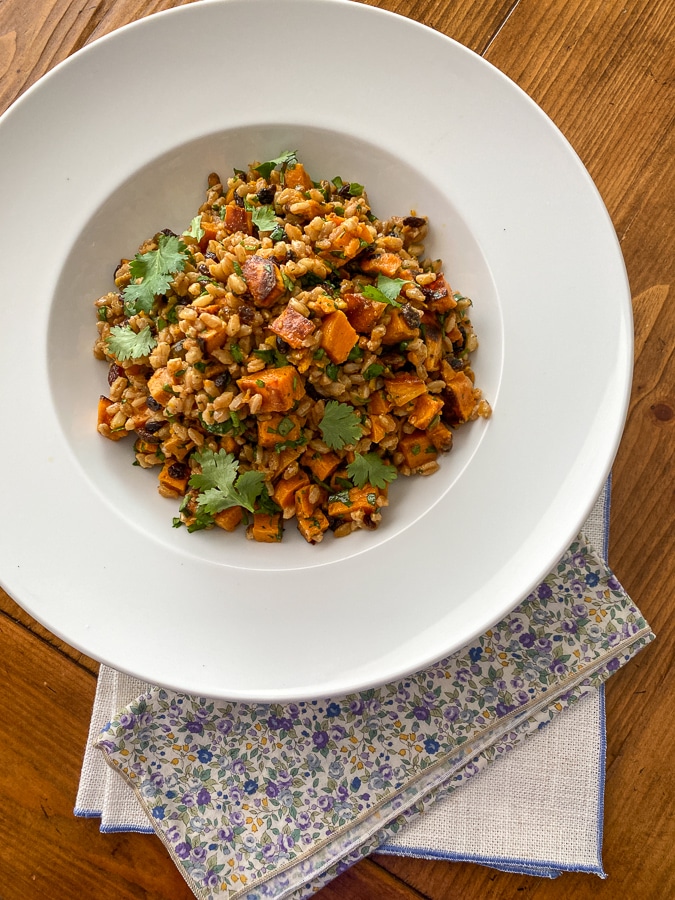citrus curry farro salad recipe
