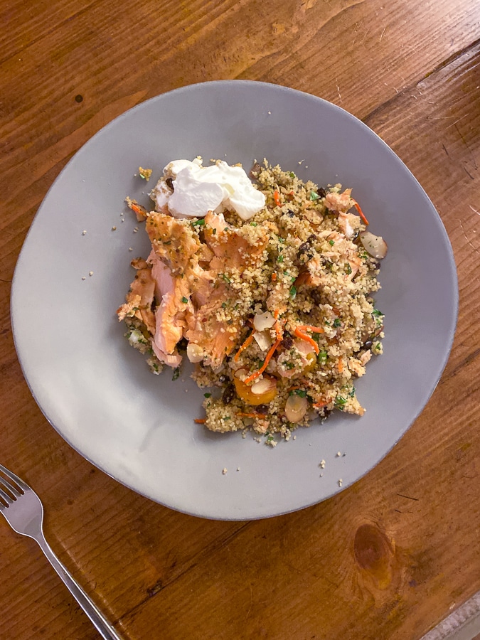 Plenty Apricot Salmon with Confetti Couscous