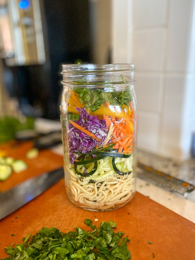 Thai crunch mason jar salad