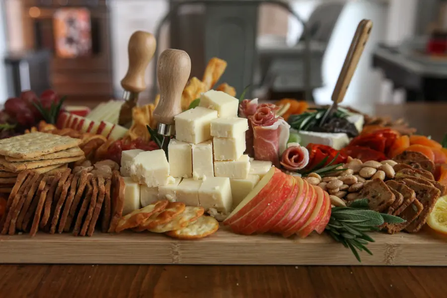 Thanksgiving Board cheese from the side