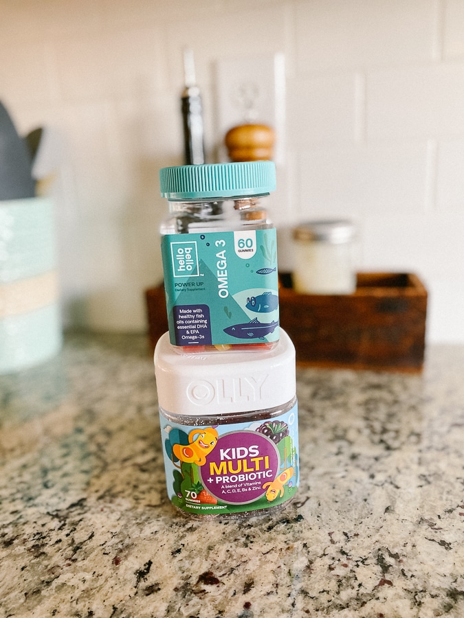 Olly Kids with Probiotic and Hello Bello's Omega-3 and Immunity gummies