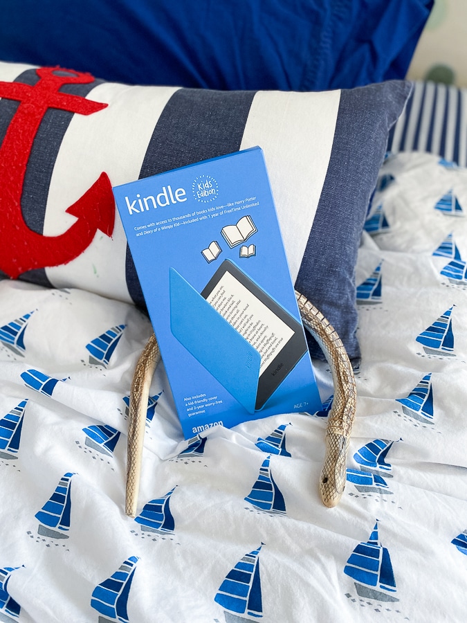kindle kids edition on bed