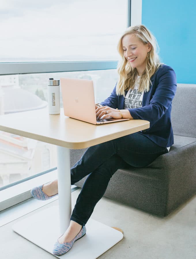 Kath at a computer