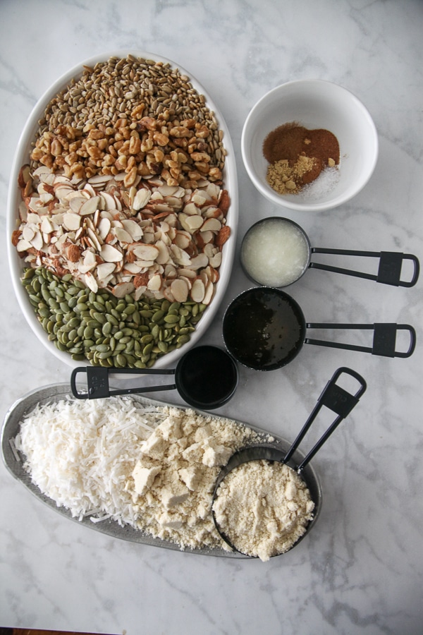 ingredients for nutty almond granola