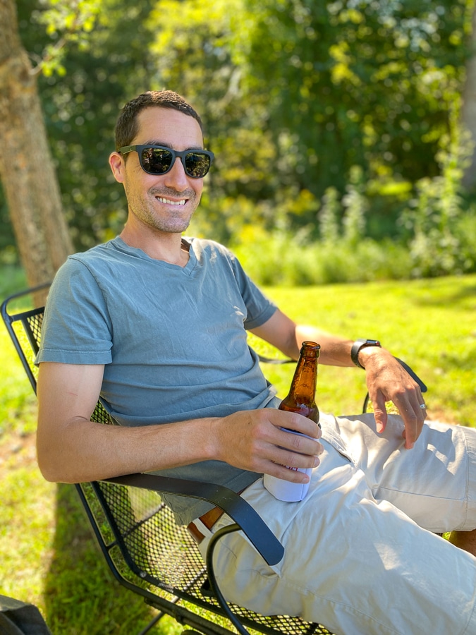cute dad drinking Meriwether springs IPA