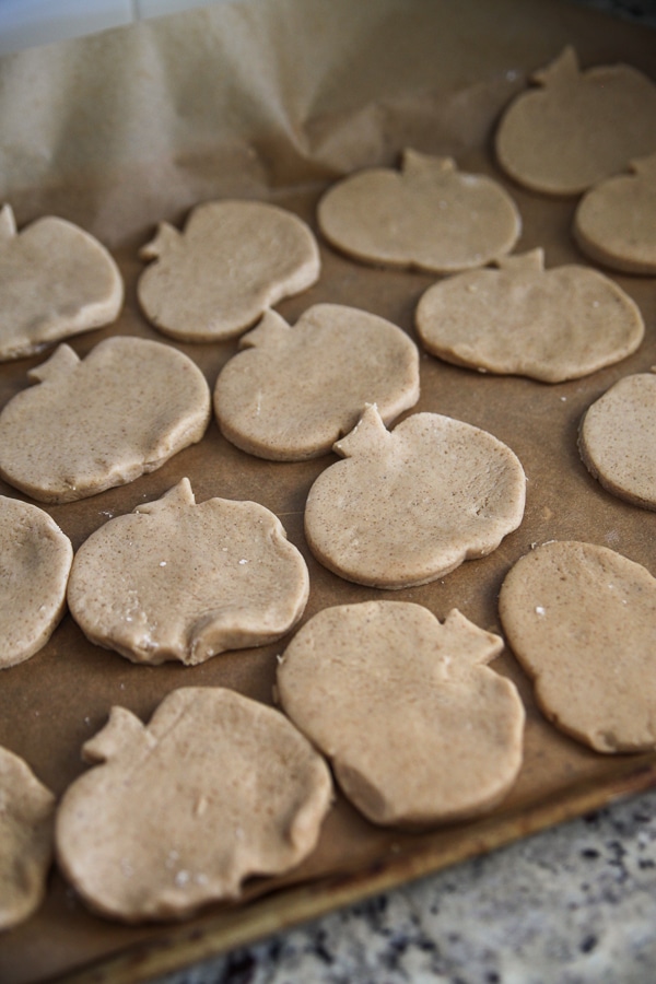 pumpkin dough on a sheet pan