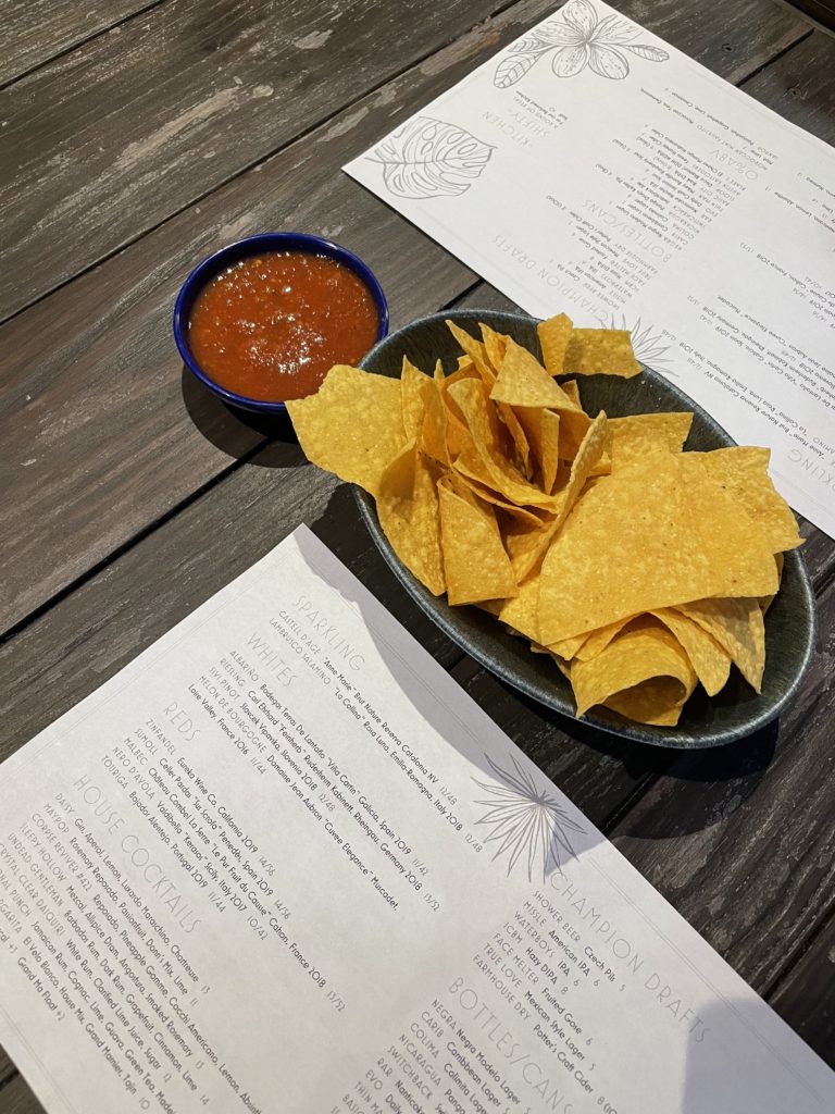 Passiflora in Charlottesville Menus and chips and salsa