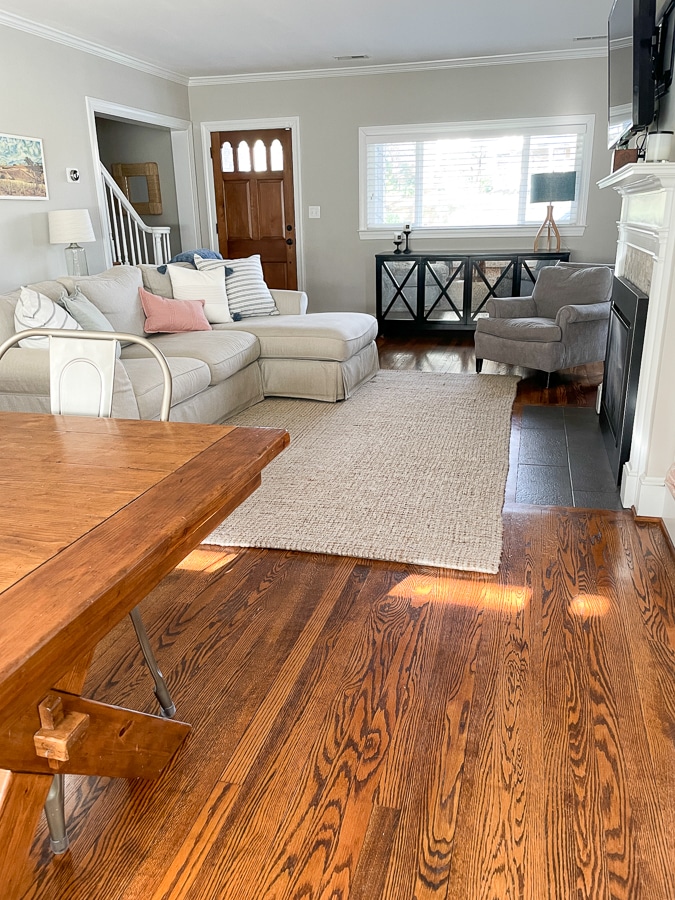 Living room rug and sofa