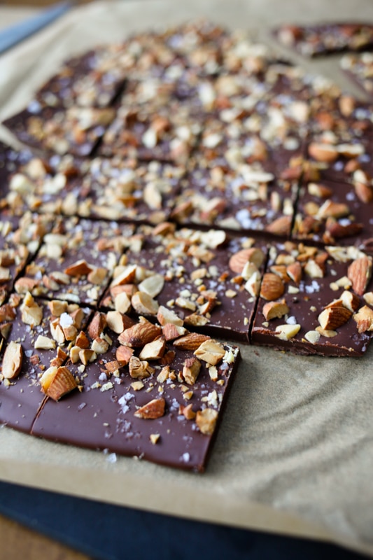 Salted Almond Chocolate Bark | Healthy Chocolate Recipes