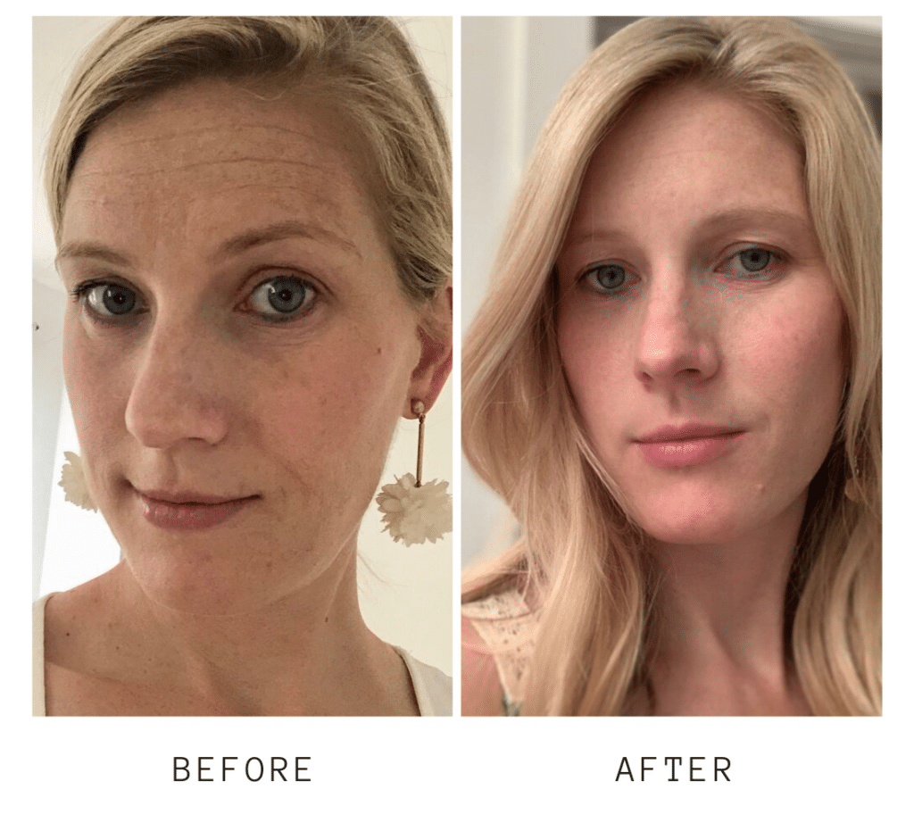 sister before and after using Beautycounter