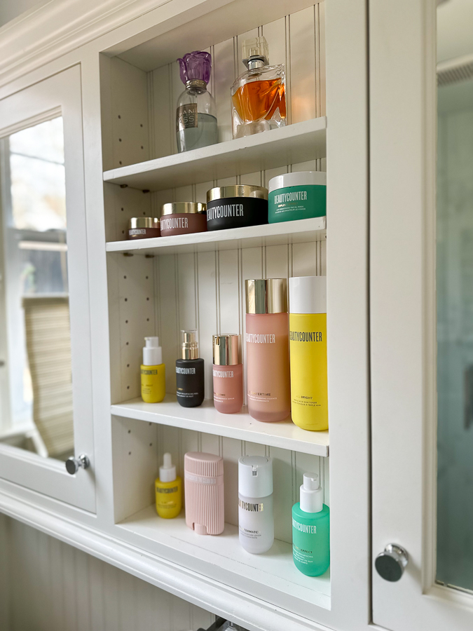 Beautycounter products on shelf