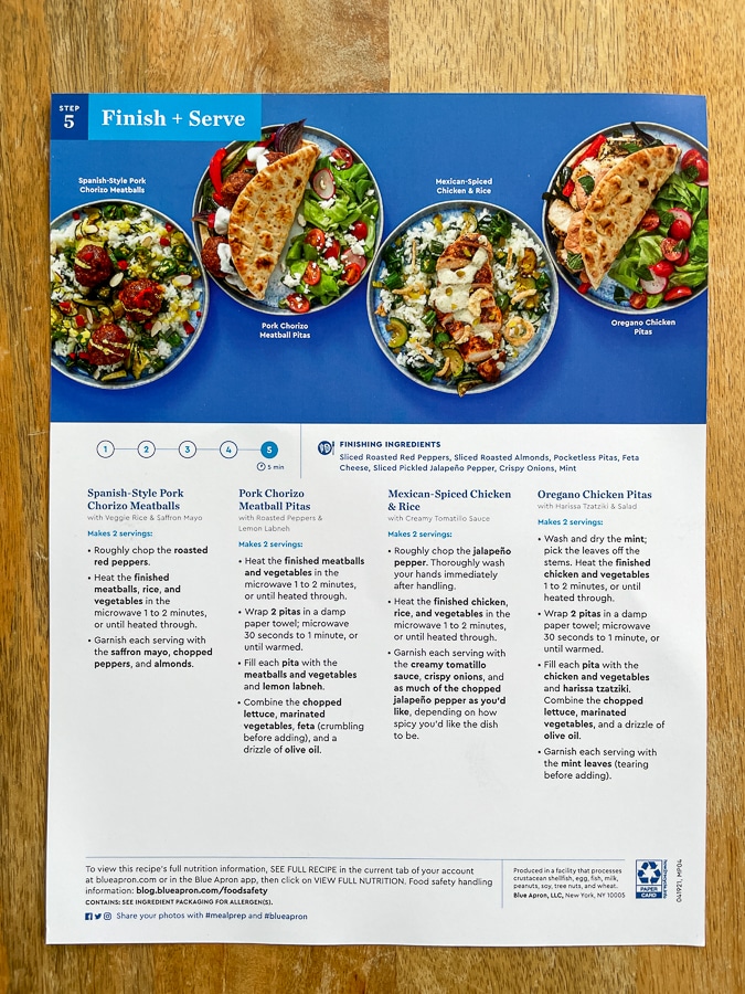 meal prep recipe card instructions