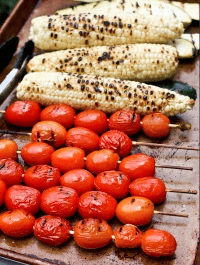 grilled tomatoes and corn