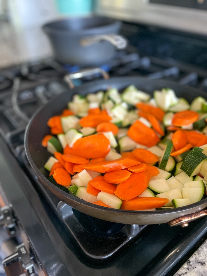 cooking carrots and zucchini 