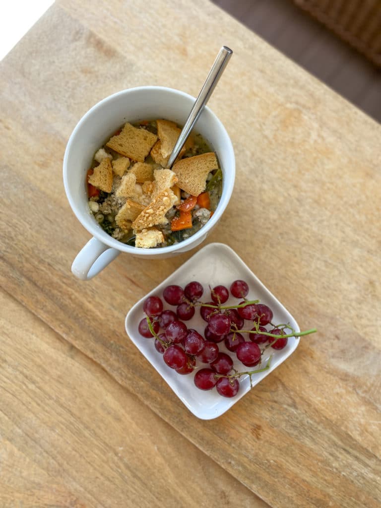 Soup with parmesan croutons