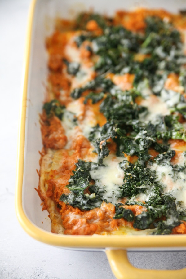 Healthy Pumpkin Recipes: Pumpkin Goat Cheese Kale Lasagna