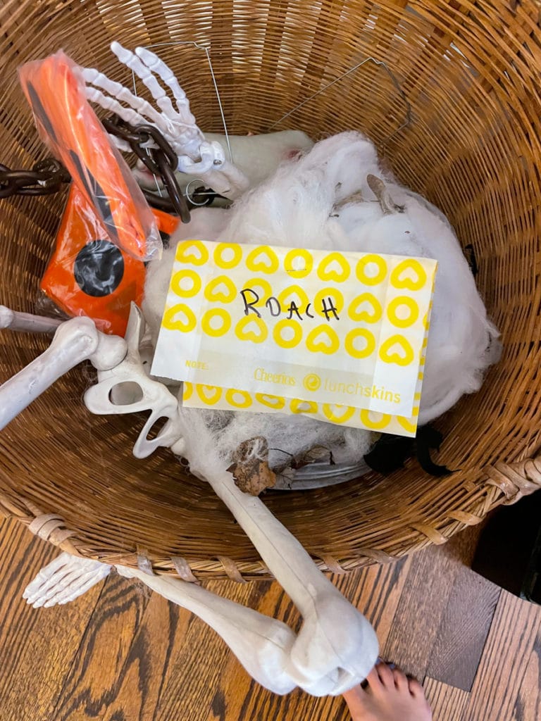 stack of Halloween décor 