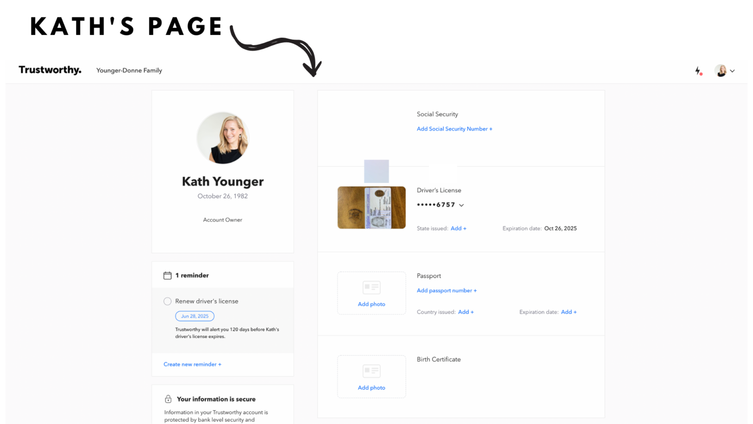 Trustworthy Review member own page