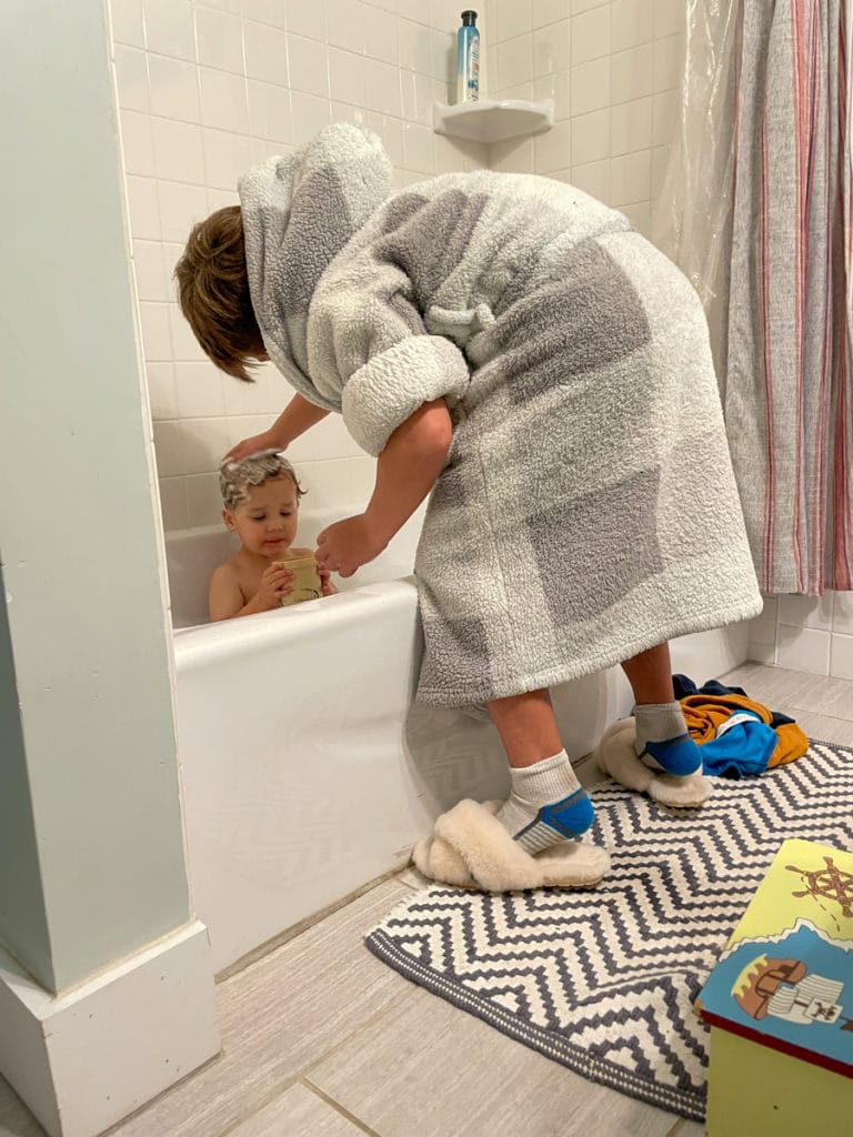 brothers bath time