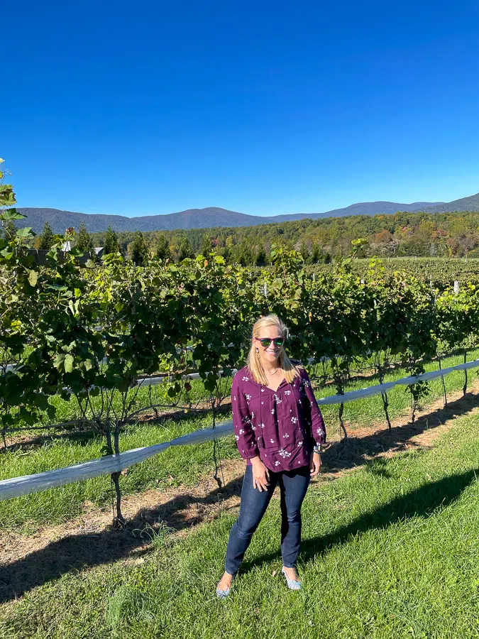 kath in a vineyard at stinson | Charlottesville Area Vineyards