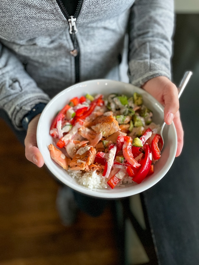 Avocado Rice Bowls with Steelhead Trout