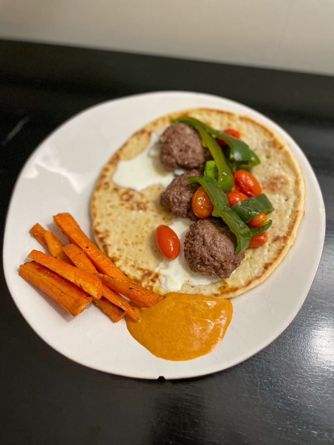Blue Apron recipe for meatball pitas