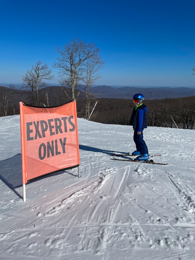 Mazen skiied down his first black diamond