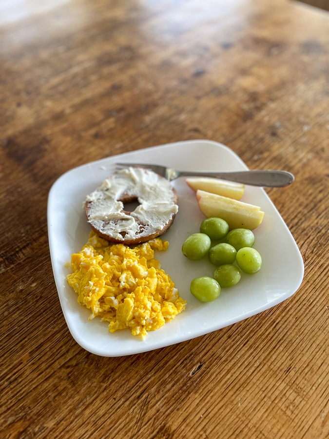 bagel and eggs for breakfast