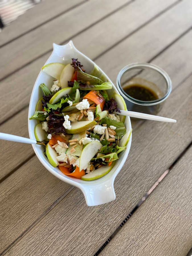 Pear and Goat Cheese Salad with Maple Balsamic Dressing
