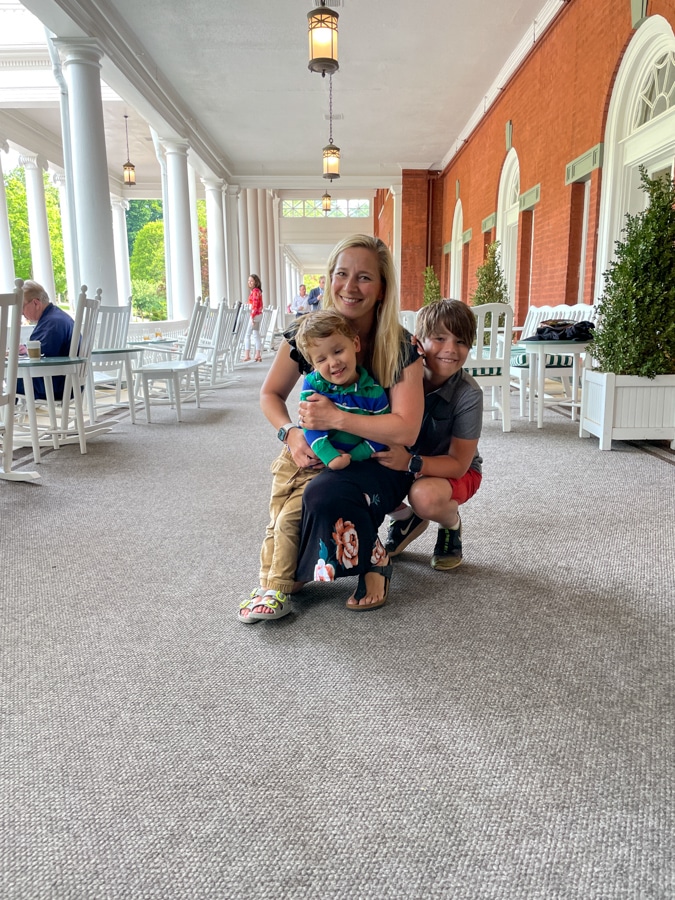 mom hugging kids