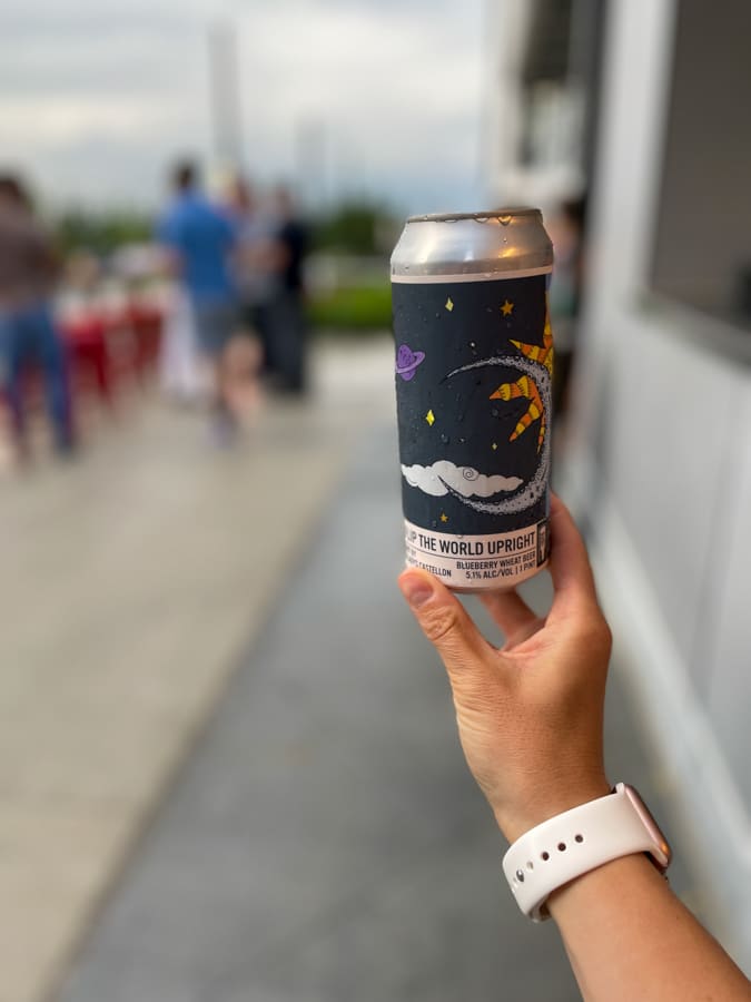 Biergarten art in cans